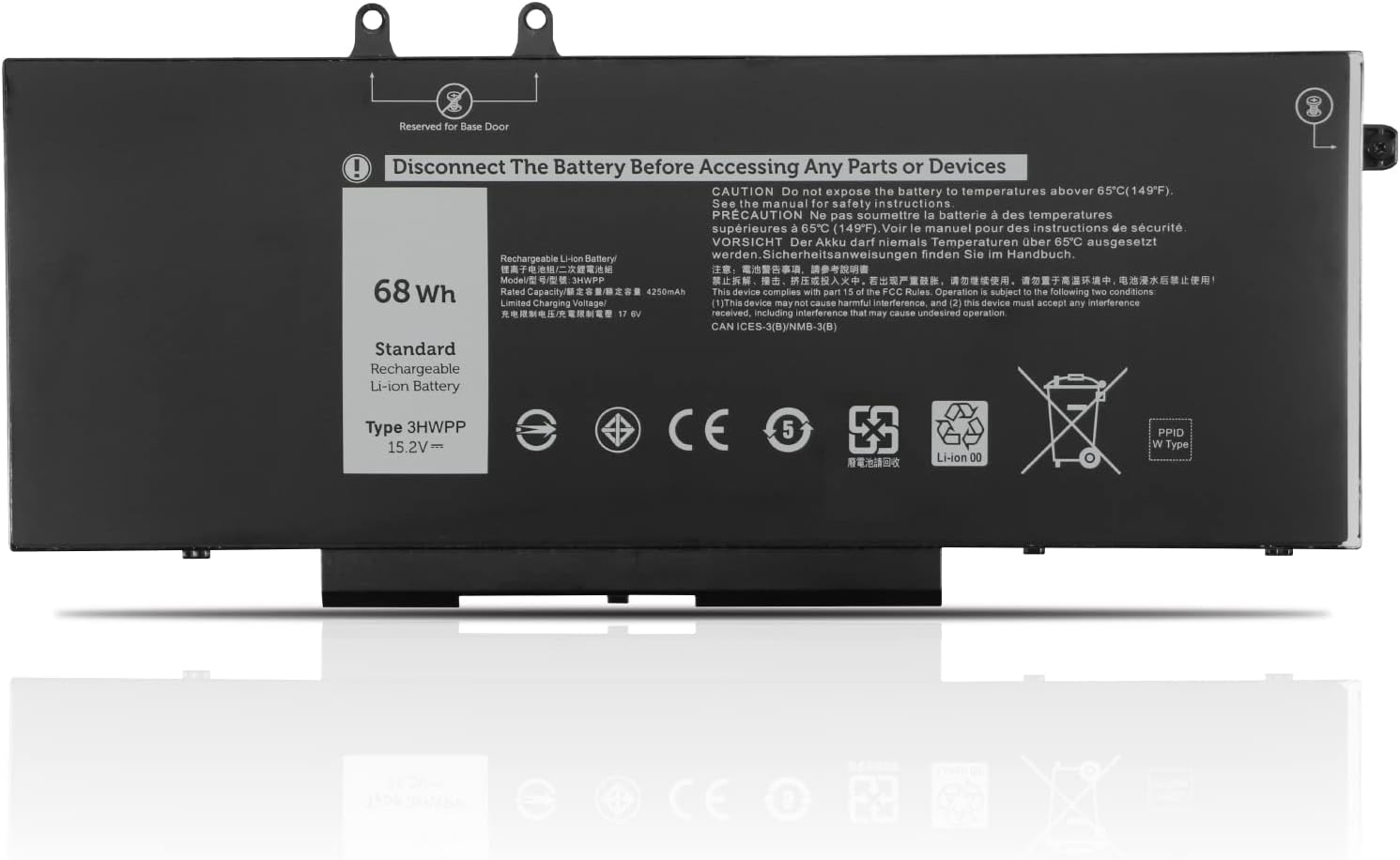 (bild för) 3HWPP Dell Inspiron 10X1J N2NLL 1VY7F 3PCVM 401D9 JG75F 451-BCMN batteri
