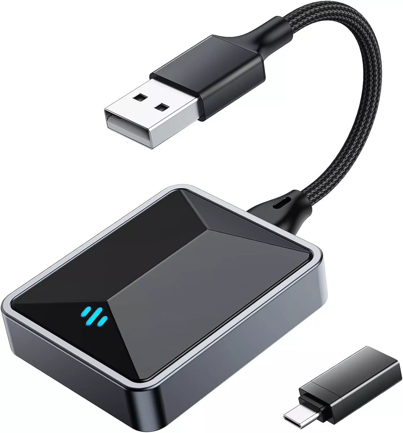(bild för) 2 in 1 Wireless CarPlay Adapter USB BT Dongle Box for Apple CarPlay Android Auto batteri