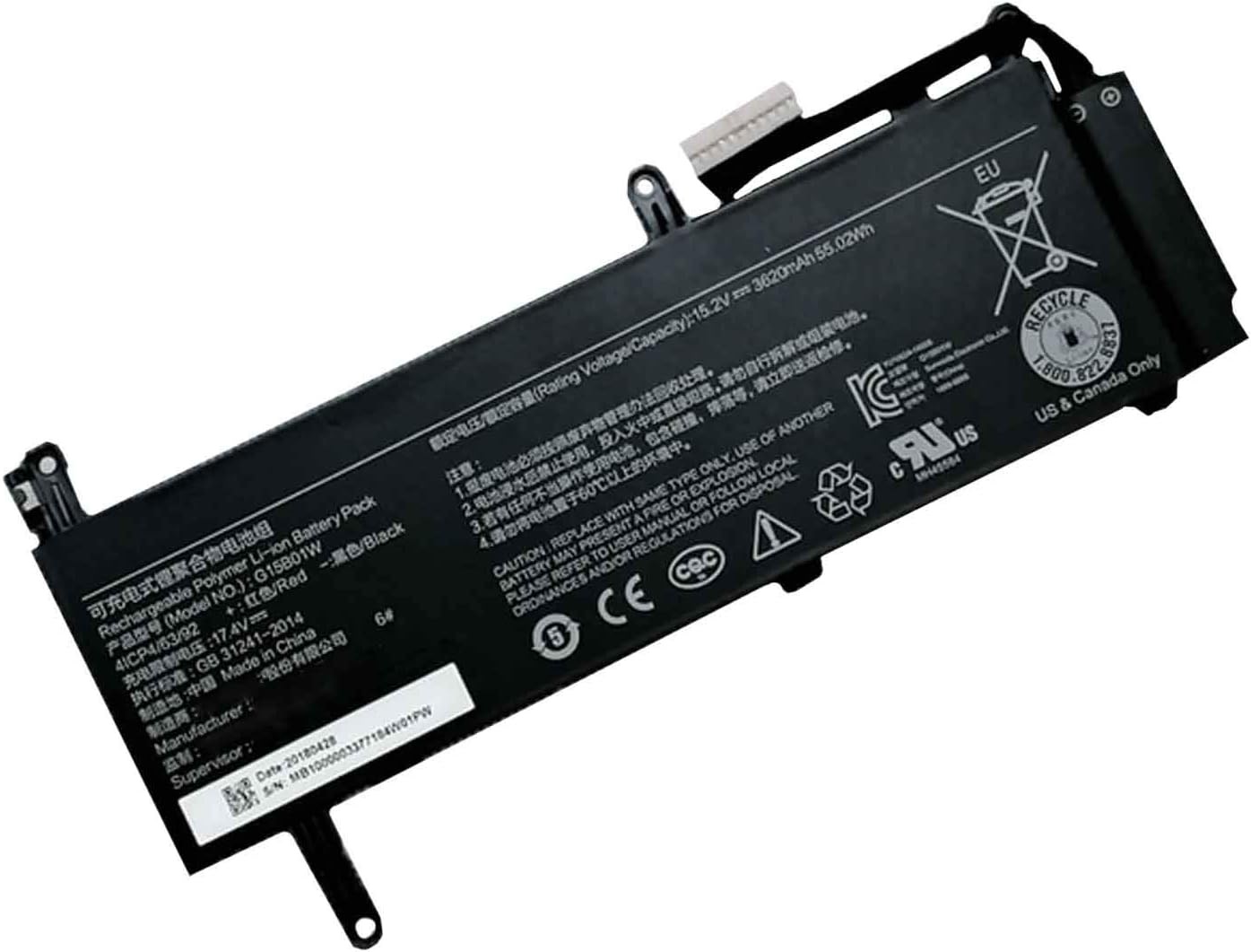 (bild för) G15B01W G15BO1W Xiaomi Gaming Laptop 7300HQ GTX1060 1050Ti/1060 171502-A1 Intel I7 batteri