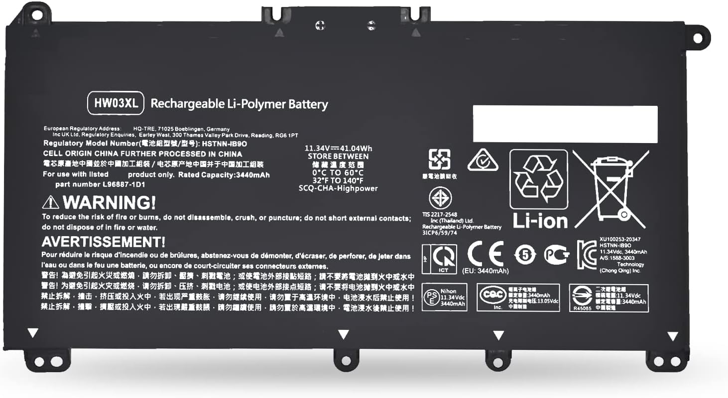 (bild för) HW03XL L97300-005 L96887-421 HP Pavilion 15-EG 15-EH 17-CN 17-CP 17-CN0XXX 17-CN002 3DX 17 -CN0053CL batteri