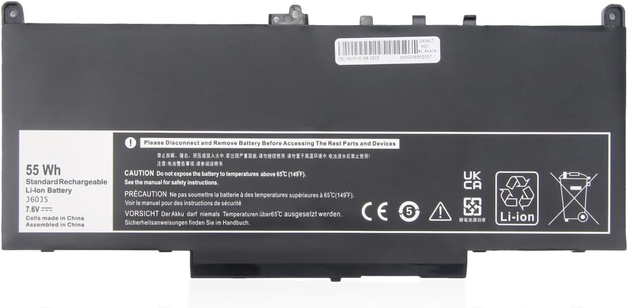 Dell Latitude E7270 E7470 J60J5 PDNM2 MC34Y 451-BBSY 451-BBSU WYWJ2 242WD R1V85 GG4FM 1W2Y2 NJJ2H R97YT F1KTM 5F08V (kompatibelt batteri)